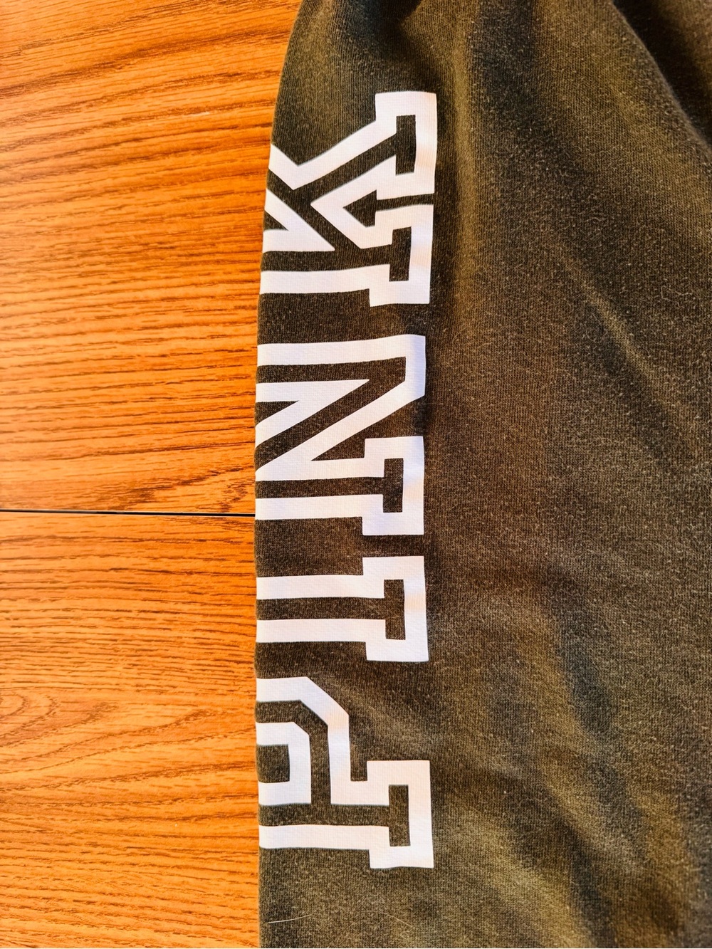 Olive green Victoria's Secret PINK fleece jogger sweatpants white Logo Medium - Picture 2 of 6
